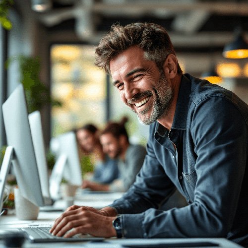 homme-45-ans travaillant avec l'IA homme-45-ans travaillant avec l'IA